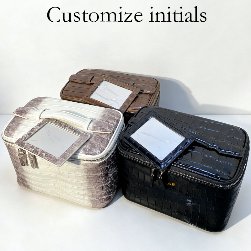 Luxury Skincare Packaging Wholesale - Initiales personnalisées en cuir véritable avec